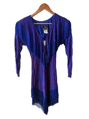 Vintage 80’s Karen Okada Dress with Lace and Fringe